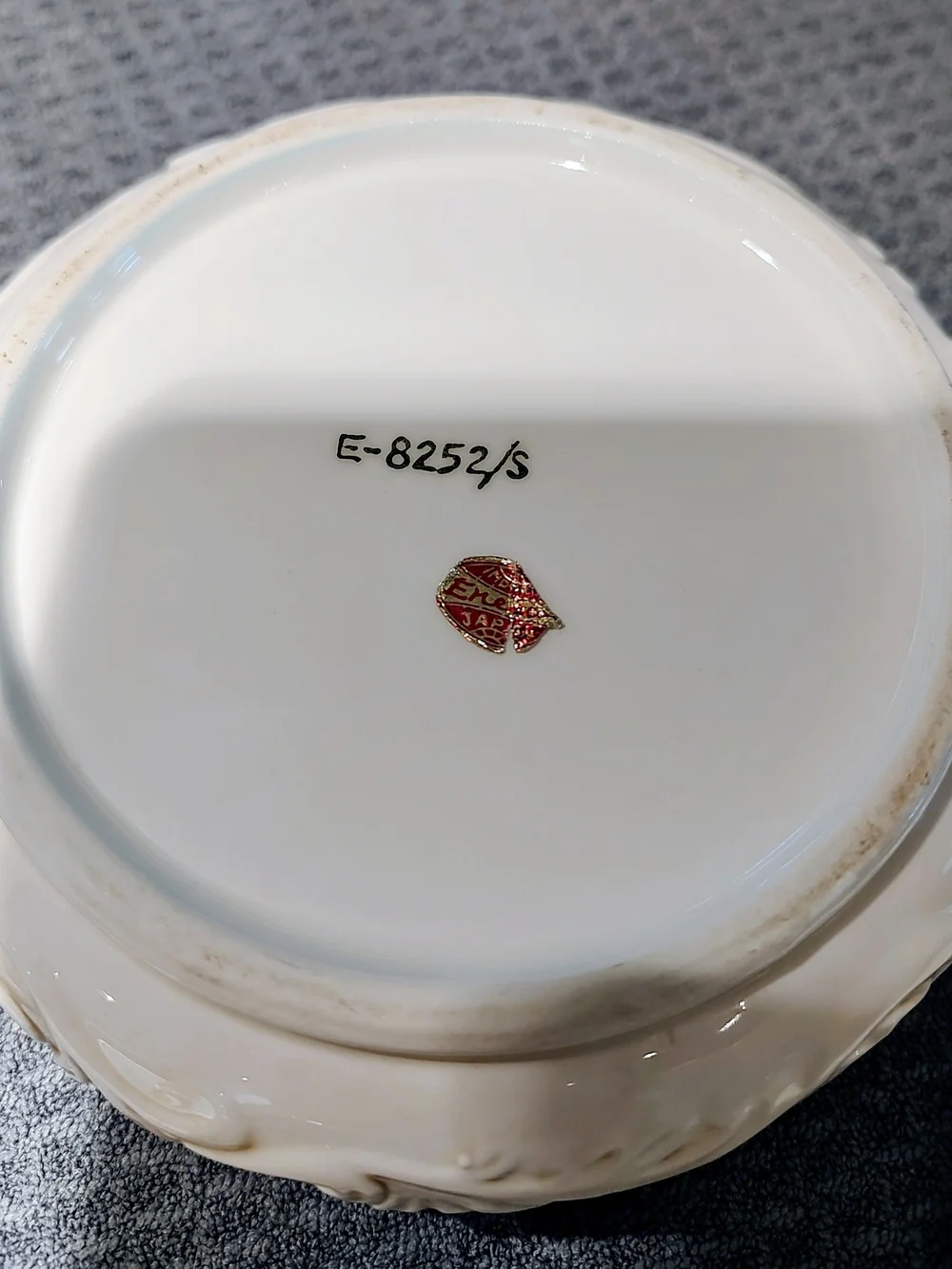 Enesco 1950's Cream Ceramic Stackable Trinket Jars with Cherub Lid